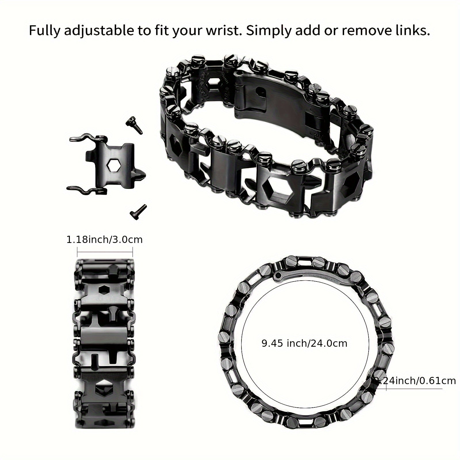29-in-1 Tool Bracelet Stainless Steel - Outdoor Travel Wristband