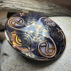 Round Enamel Triskele Knot Brooch