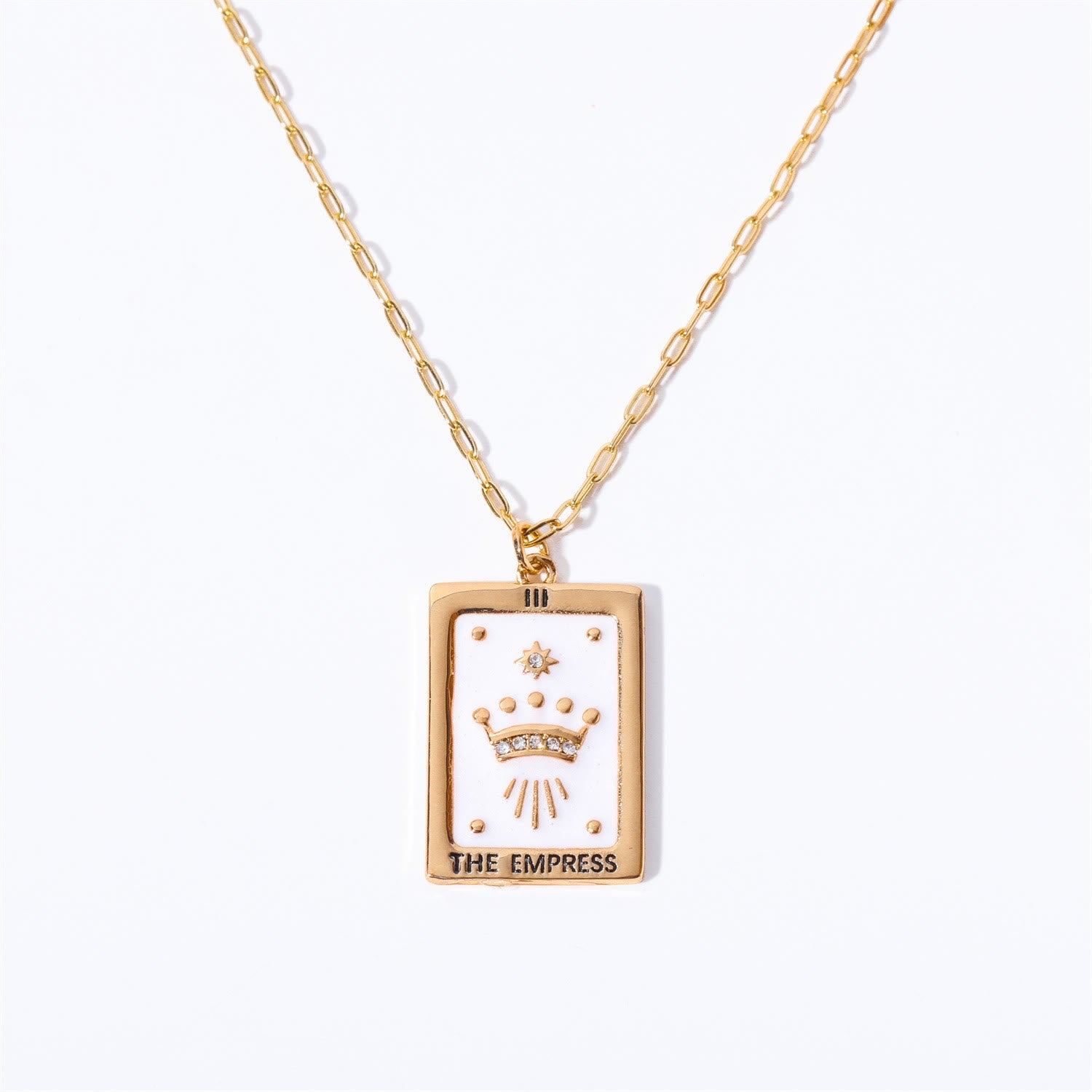 Olivenorma Vintage Tarot Card Square Pendant Titanium Steel Necklace
