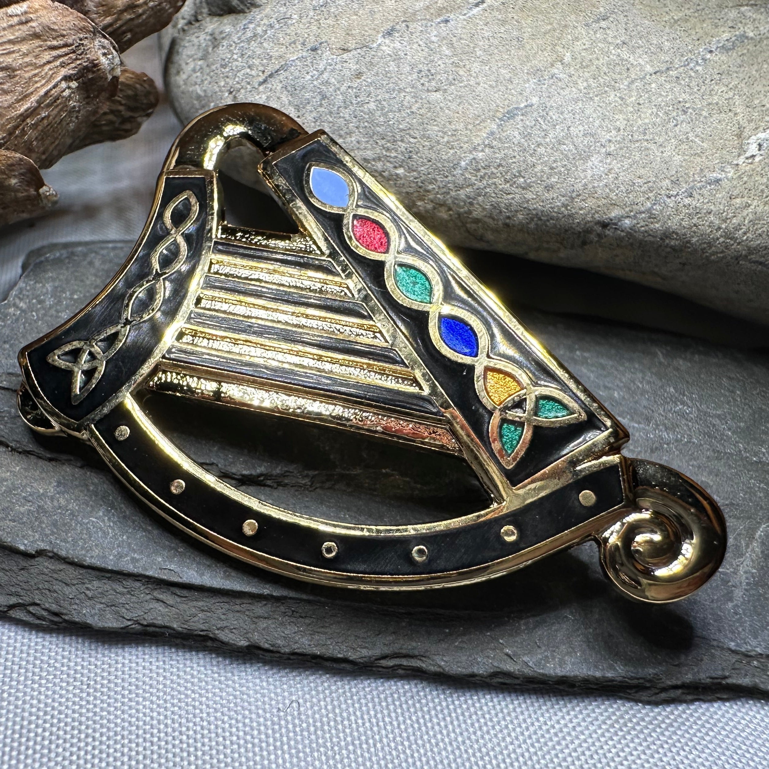 Celtic Harp Brooch