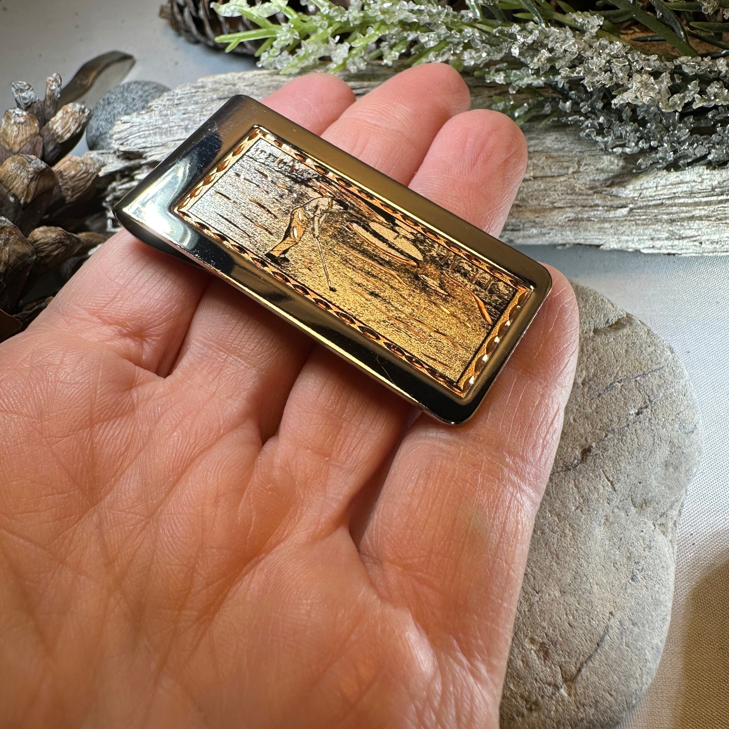 Golfer Copper Money Clip