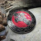 Enamel Celtic Cross Round Brooch
