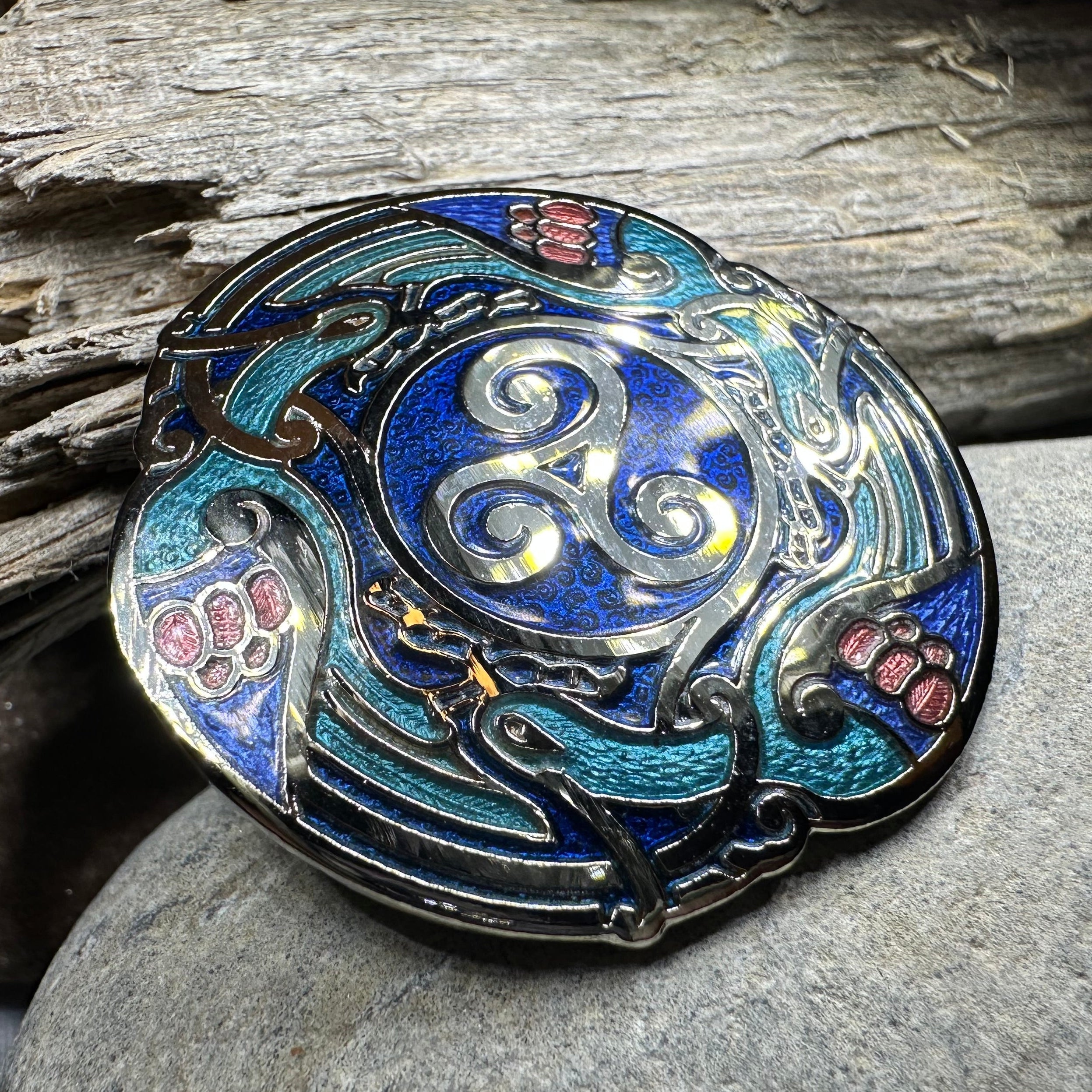 Celtic Birds Enamel Brooch