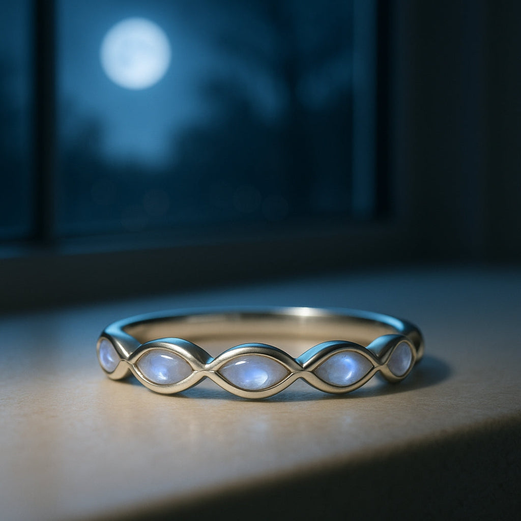 Moonstone Gemstone Silver Sterling Ring