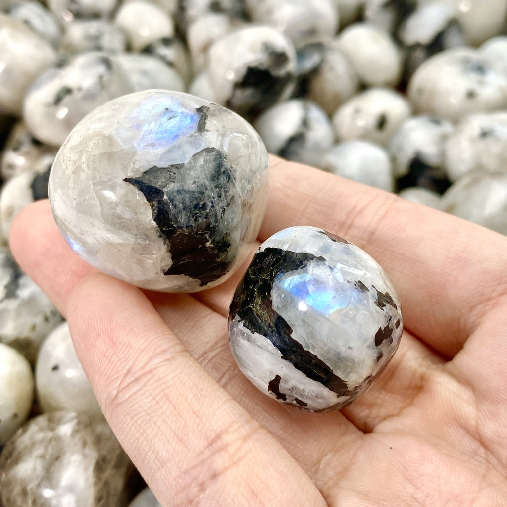 5pcs 10-30mm Rainbow Moonstone Tumbled Stones Natural Iridescent Bohemian Decor