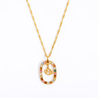Olivenorma Zircon Openwork Oval Constellation Zodiac Necklace