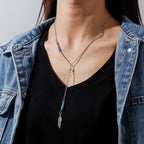 Olivenorma Turquoise Leaf Pendant Bohemian Necklace