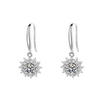Women's Silver Plated Sunflower Drop Earring With Cubic Zirconia