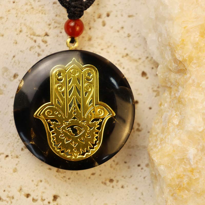 Obsidian With Hamsa Transform Necklace