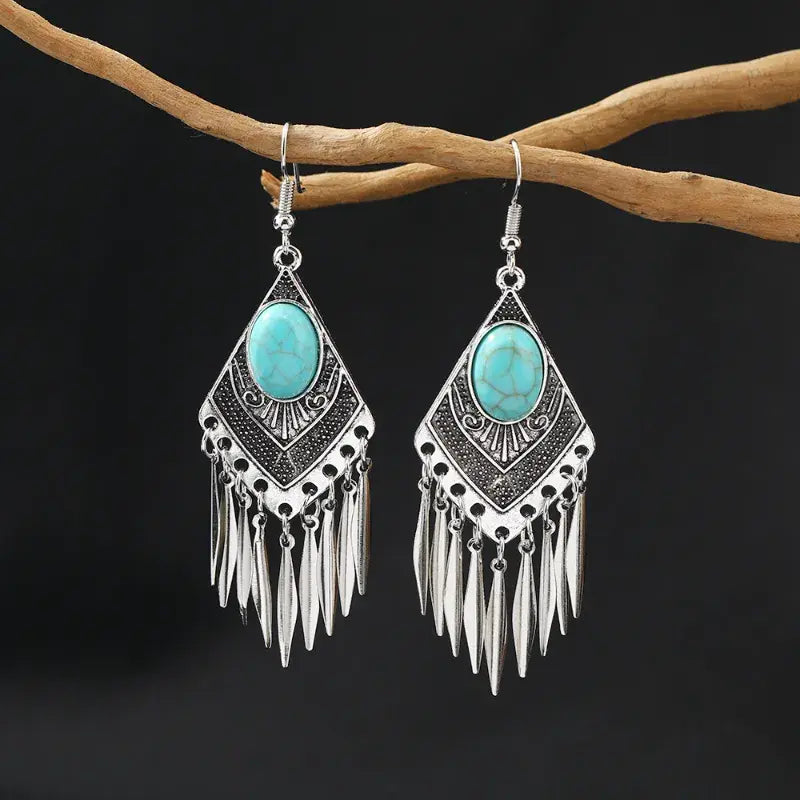 Vintage Turquoise Fringe Earrings