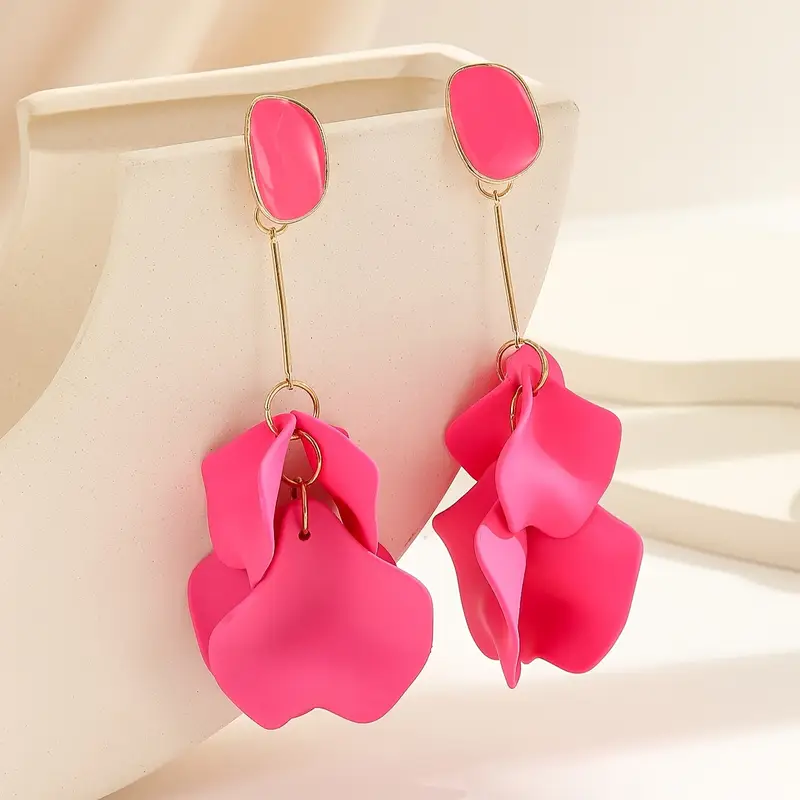 Pink Petal Dangling Earrings