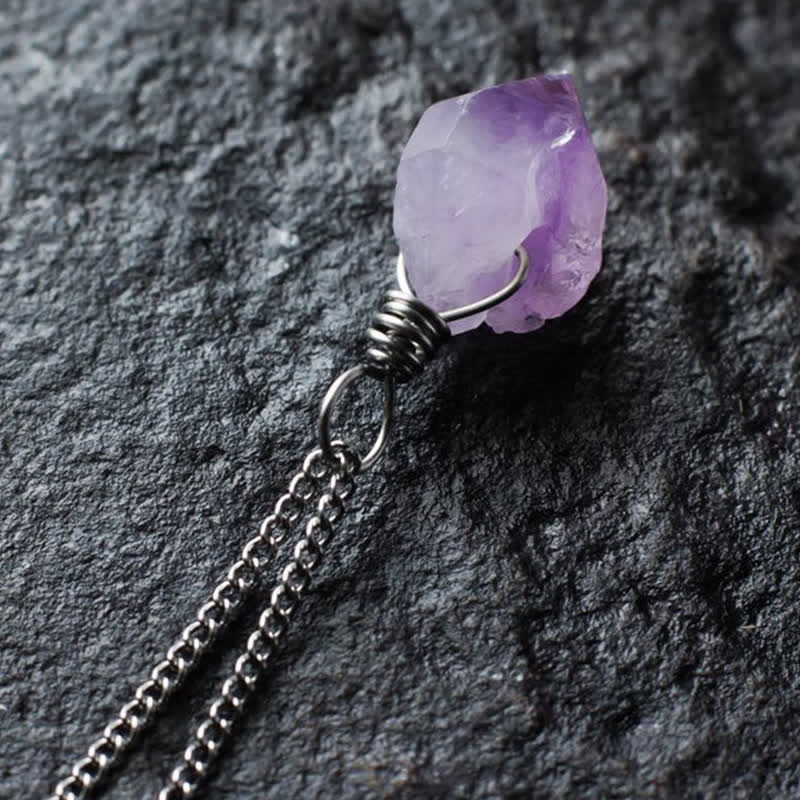 Olivenorma Delicate Amethyst Natural Crystal Necklace