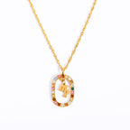 Olivenorma Zircon Openwork Oval Constellation Zodiac Necklace