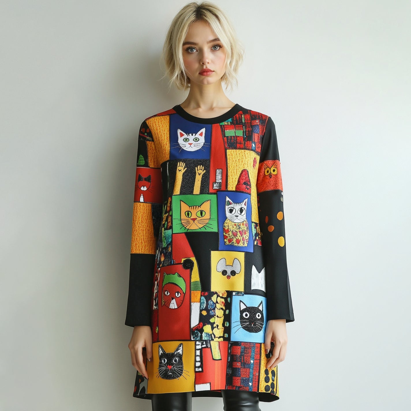 Madeleine - Patchwork Cat Dress