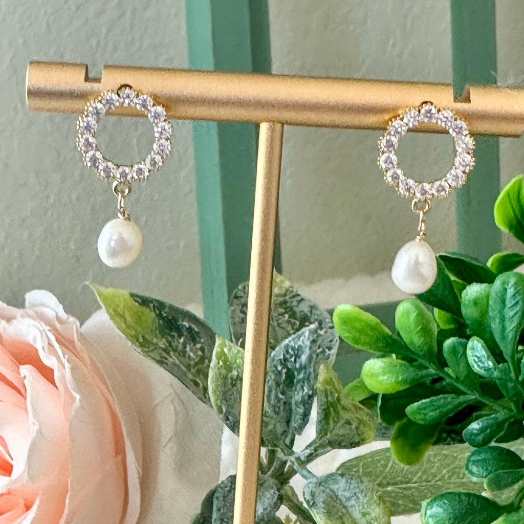 Belina Open Circle Pearl Earrings