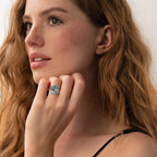 Sterling Silver Turquoise Spoon Ring – Vintage Boho Wrap Ring with Dragonfly