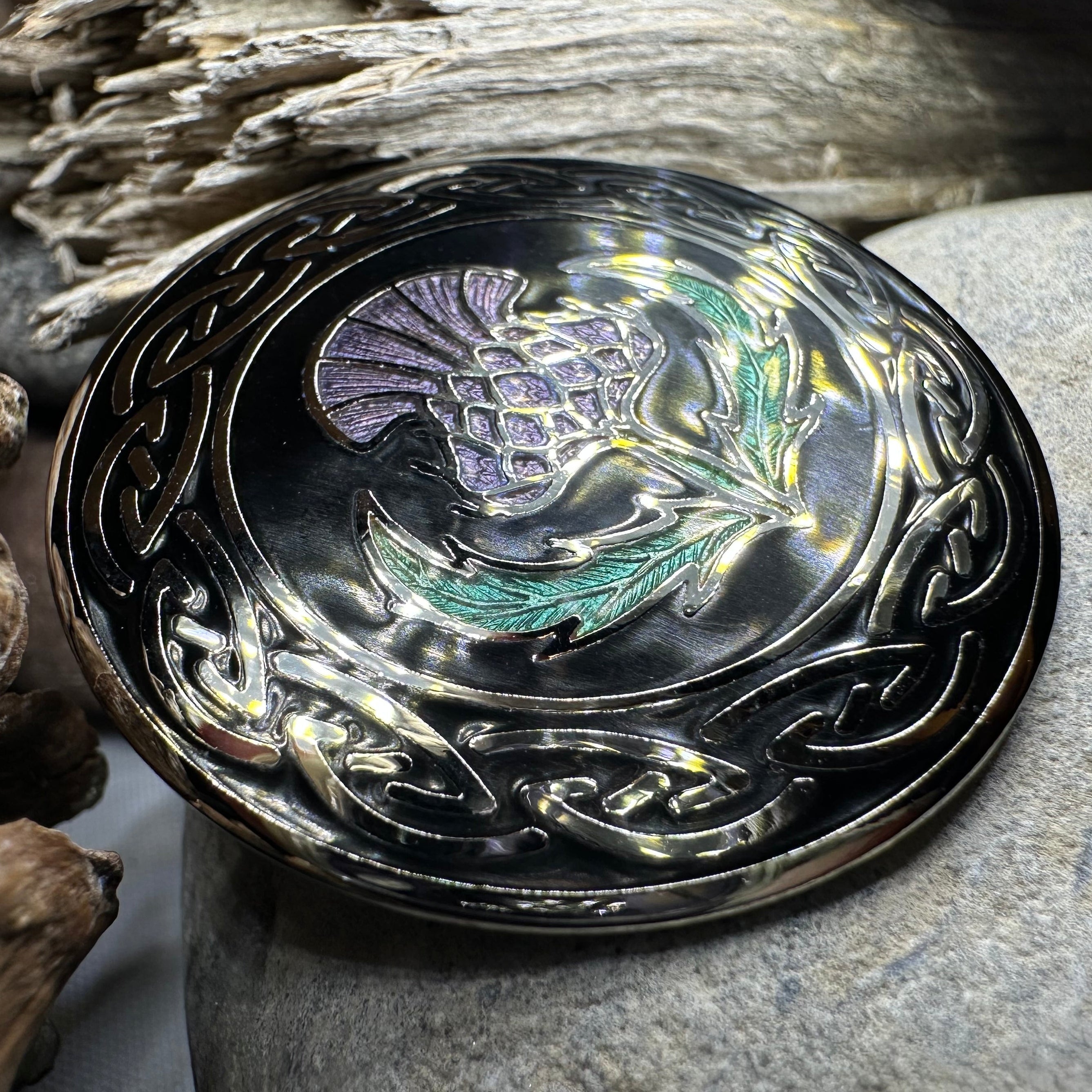 Thistle Enamel Brooch