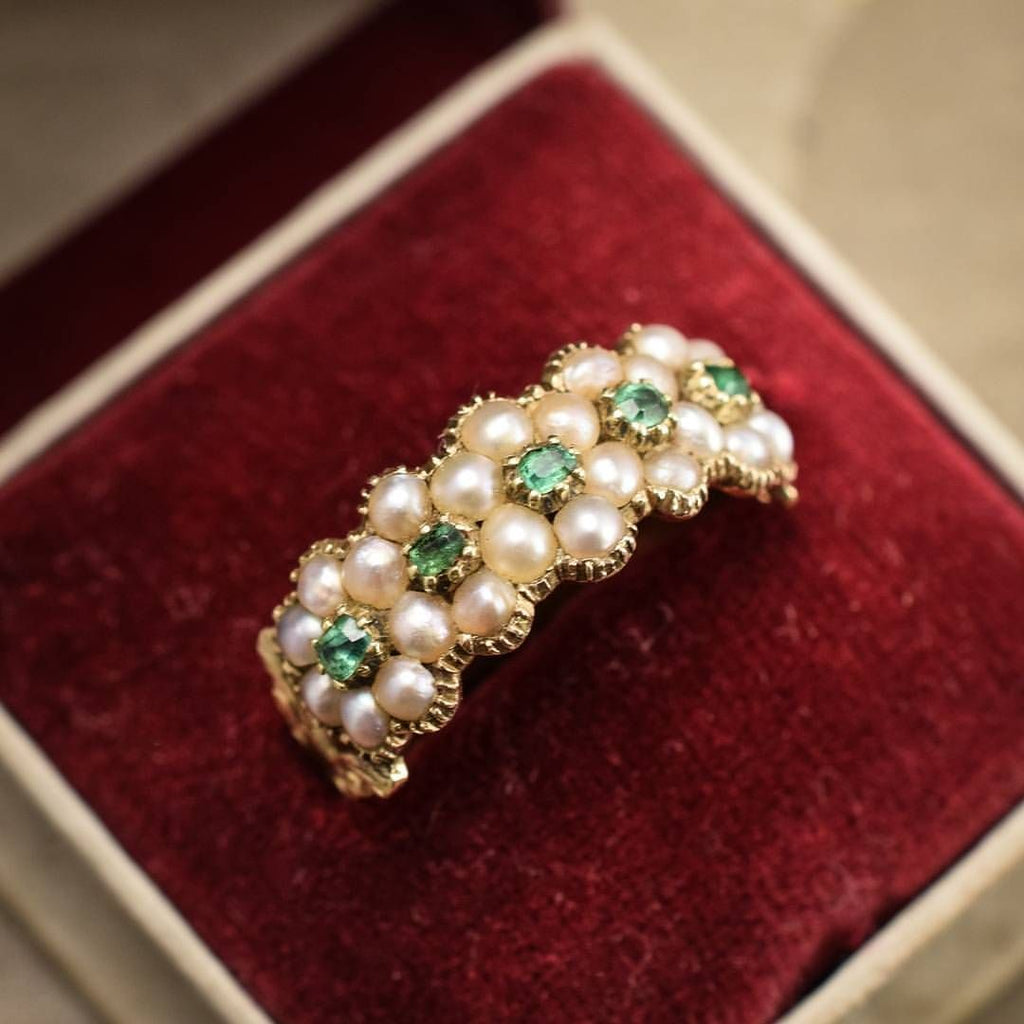 Georgian Pearl Green Ring