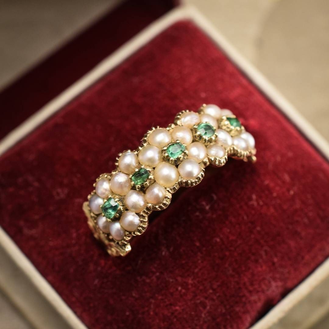 Georgian Pearl Green Ring