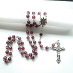 Olivenorma Purple Cat's Eye Stone Cross Rosary Necklace