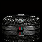 Men's Braided CZ Leopard Head Bracelet Stainless Steel Jewelry