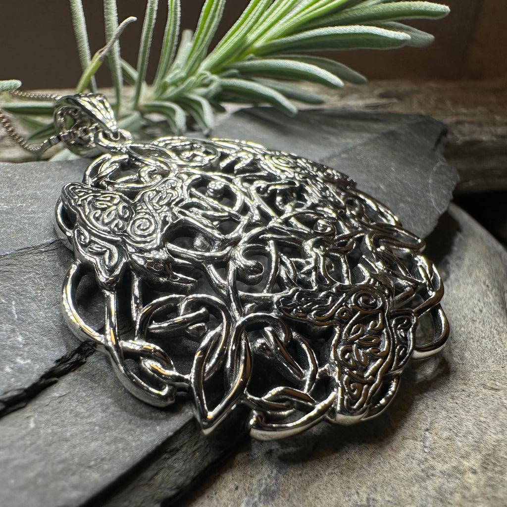 Pictish Triple Celtic Raven Necklace