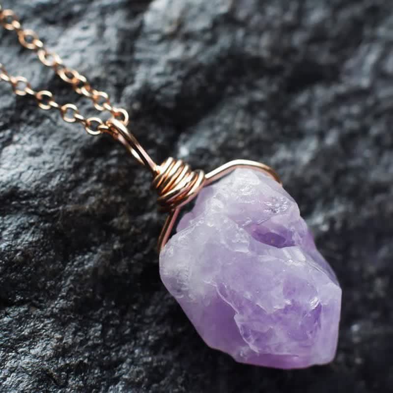 Olivenorma Delicate Amethyst Natural Crystal Necklace