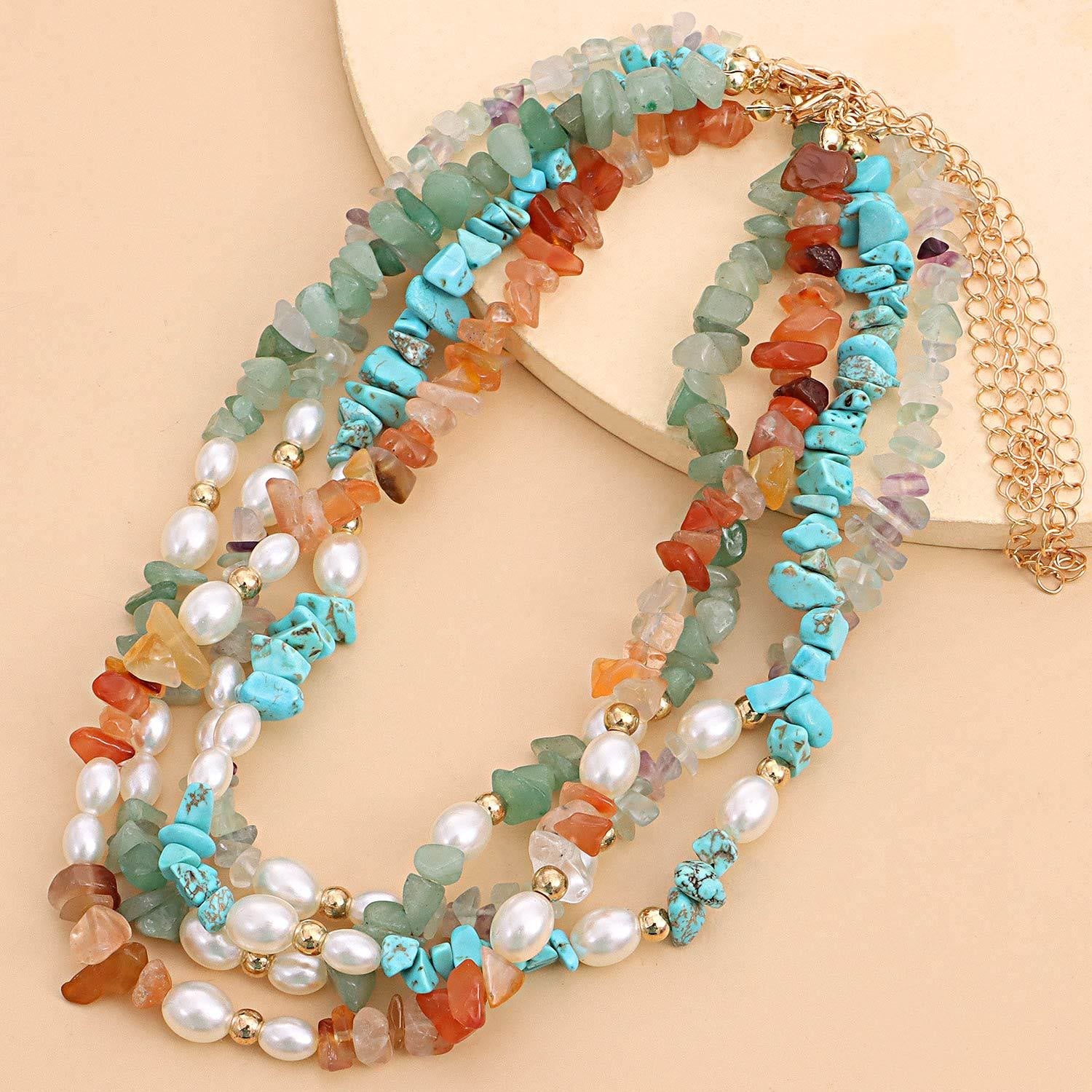 Olivenorma Bohemian Pearl Natural Irregular Stone Necklace