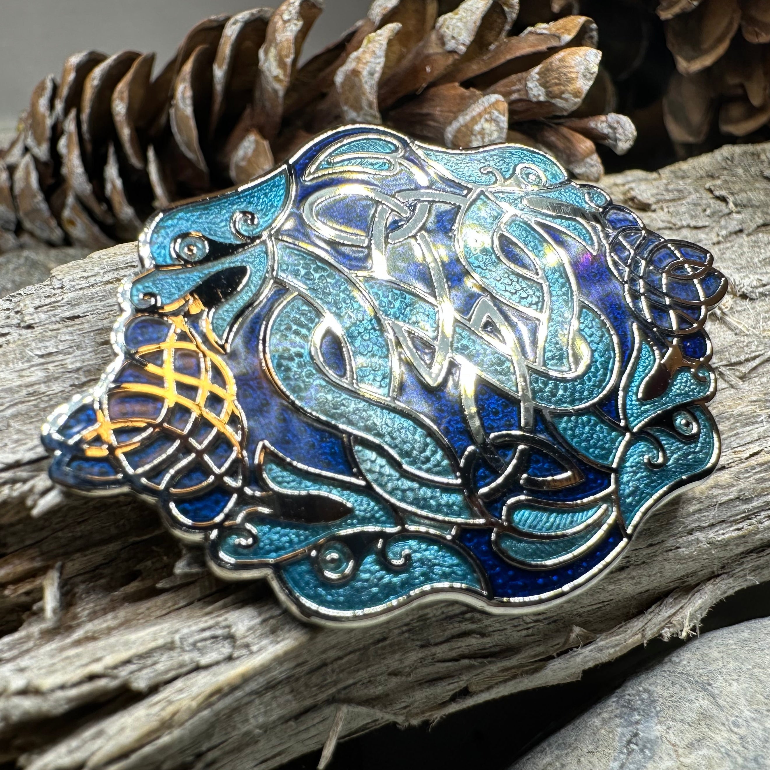 Celtic Dragon Enamel Brooch