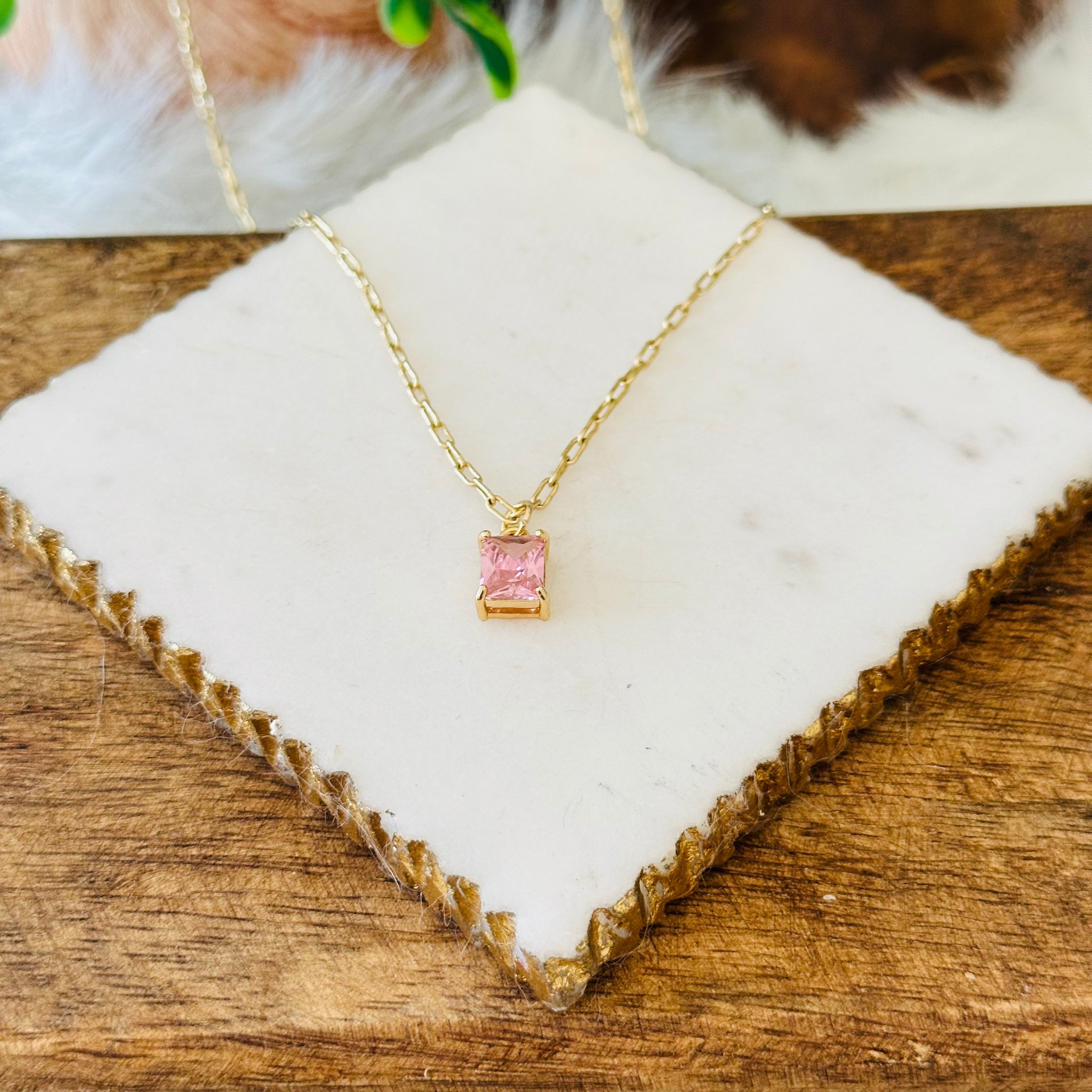 Emerald Cut Charm Necklace