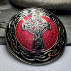 Enamel Celtic Cross Round Brooch