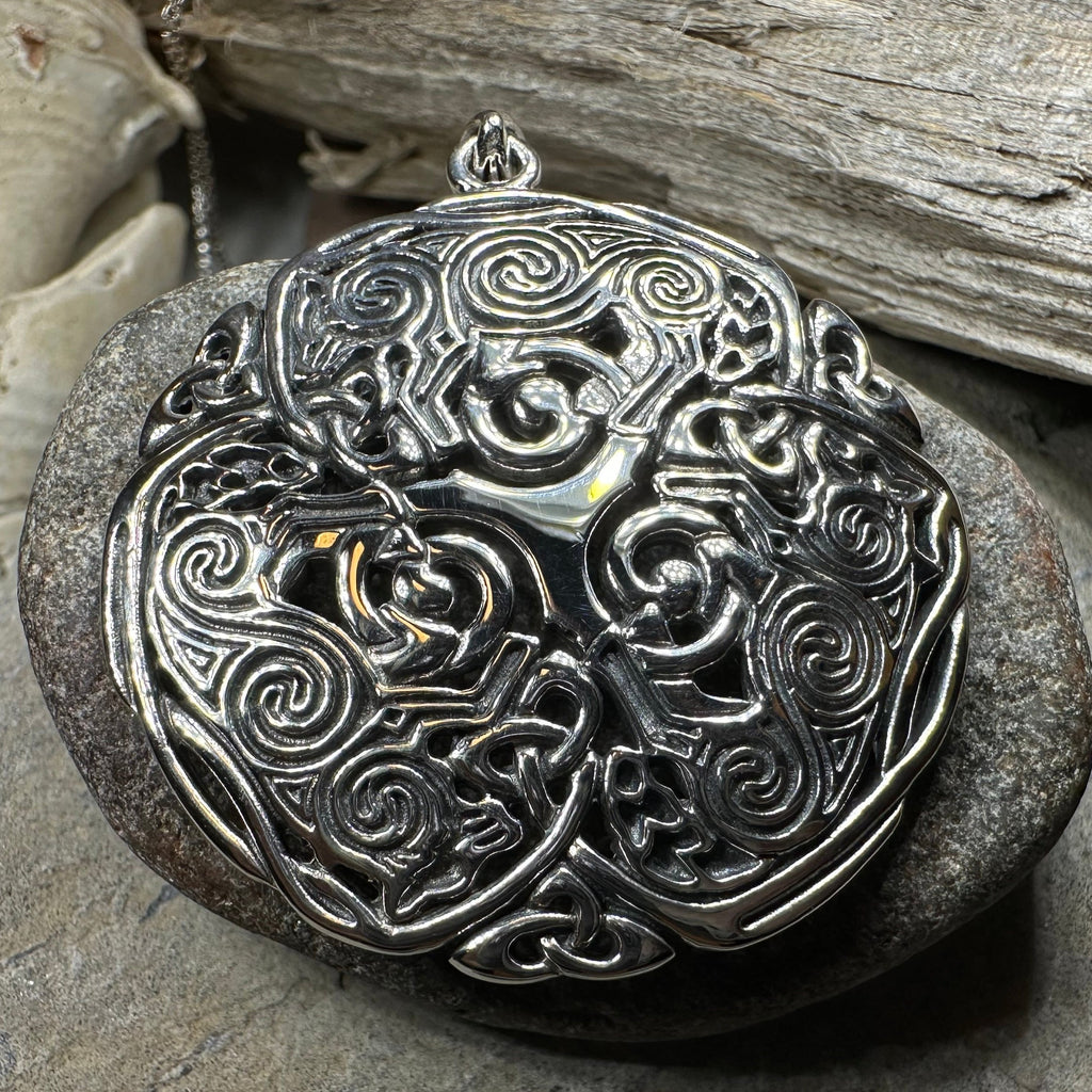 Pictish Triple Celtic Wolf Necklace