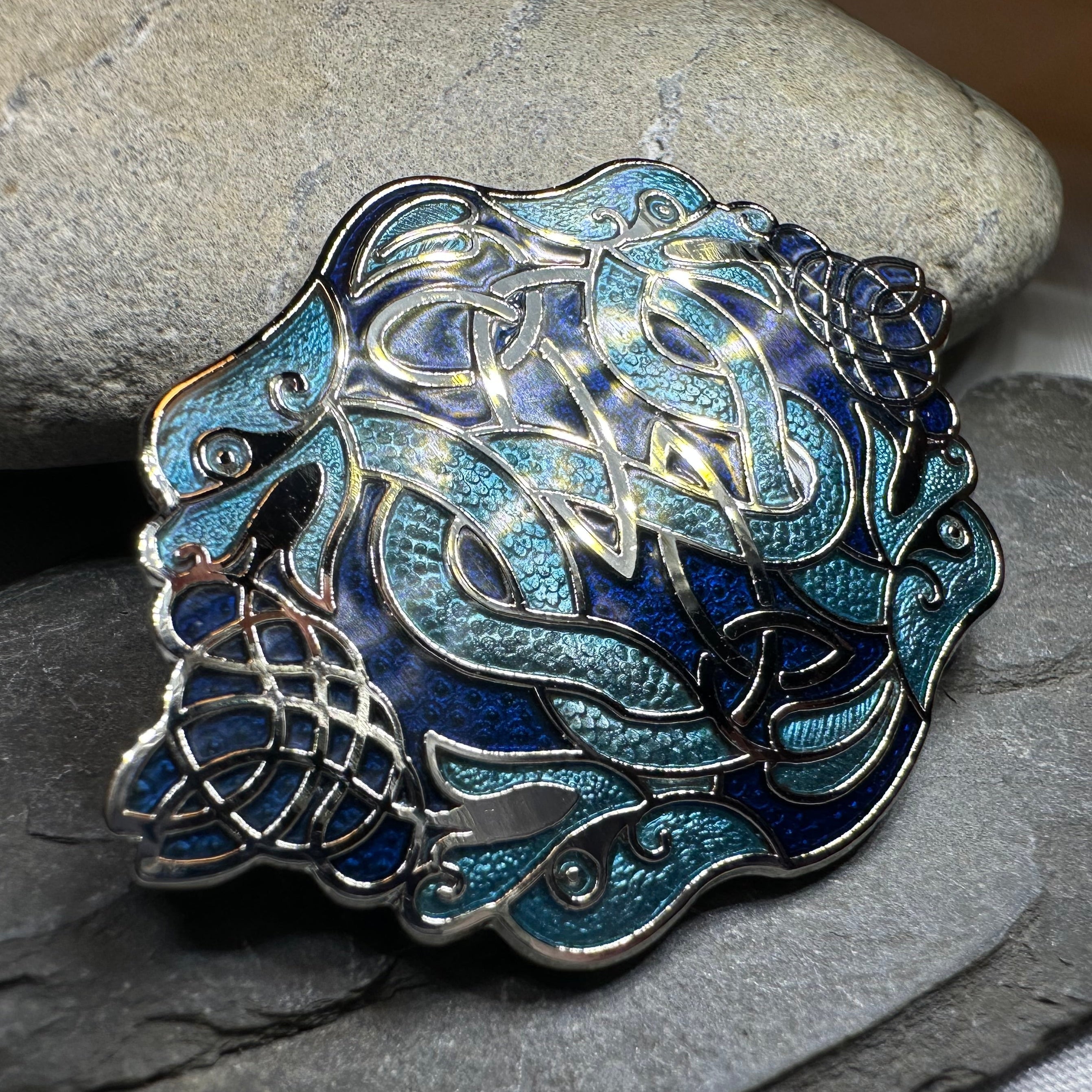 Celtic Dragon Enamel Brooch