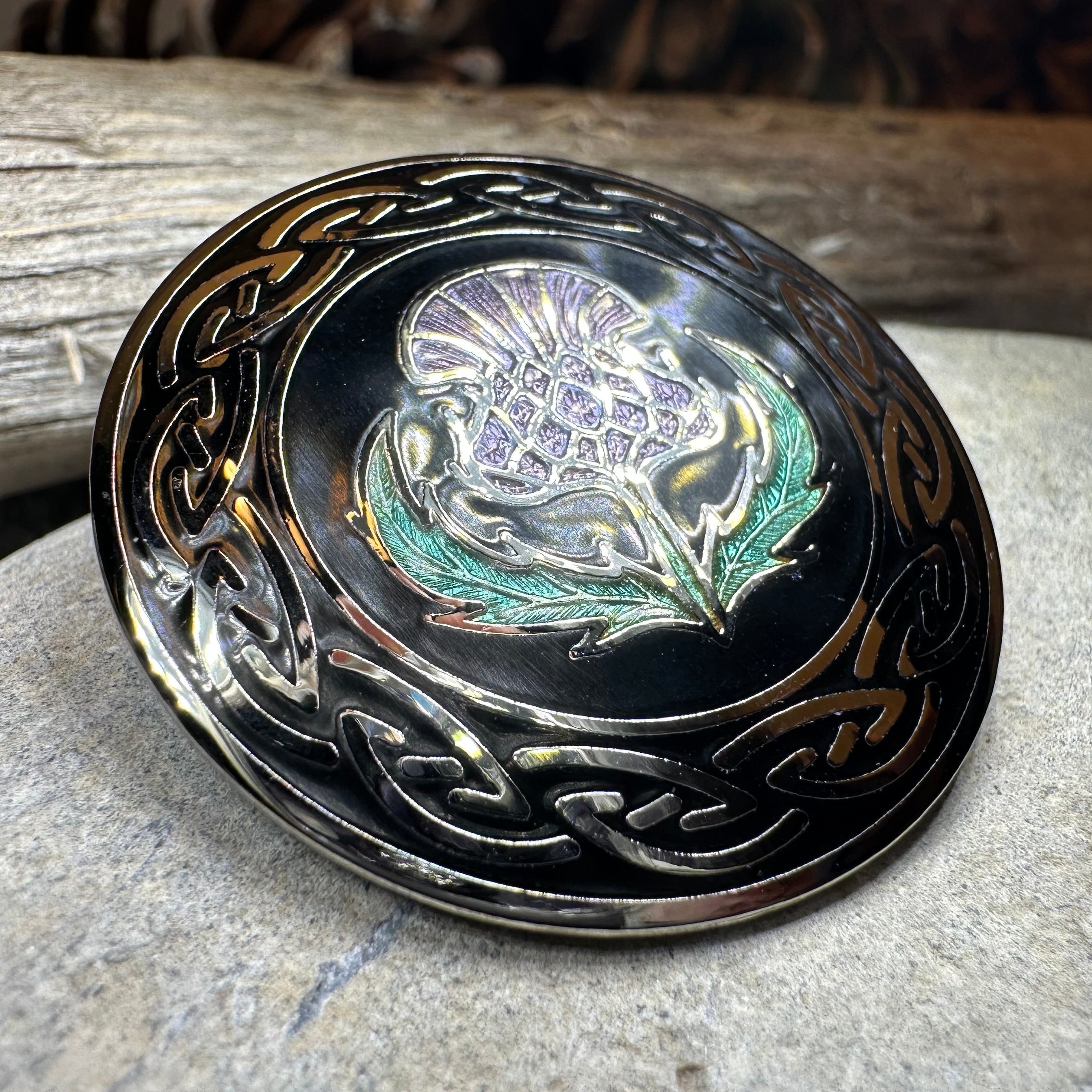 Thistle Enamel Brooch
