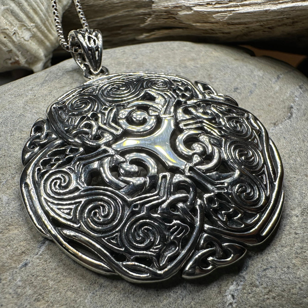 Pictish Triple Celtic Wolf Necklace