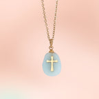 Olivenorma Natural Stone Cross Pendant Necklace