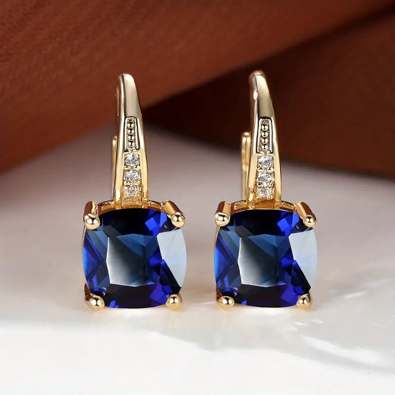 Elegant Sapphire Stone Hoop Earrings
