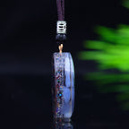 Olivenorma Natural Blue Chalcedony Gravel Epoxy Pendant Necklace