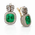Cubic Green Gemstone 14K Gold Earrings