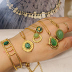 Olivenorma Oval African Turquoise Green Pendant Necklace