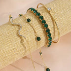 Vintage Green Zirconia Bracelet Set