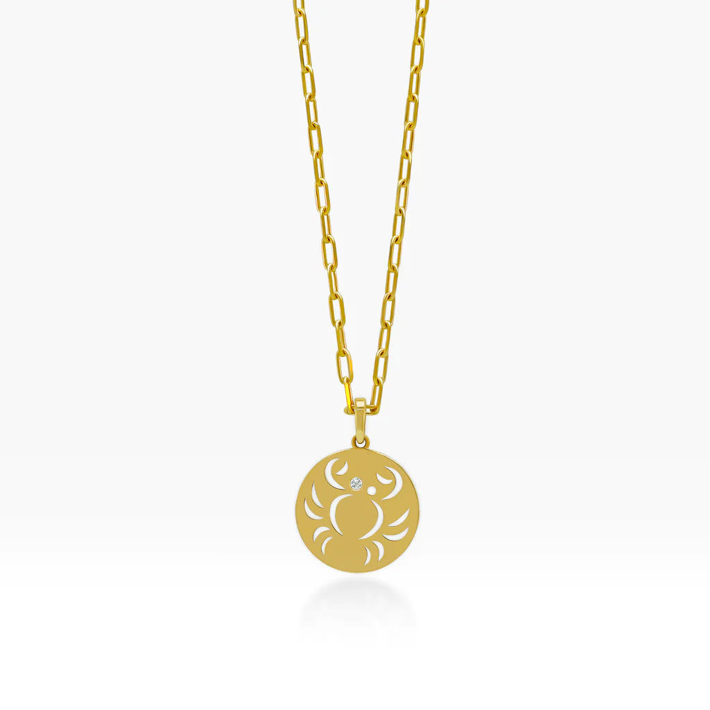 Olivenorma White Zircon Hollow Circle Zodiac Stainless Steel Necklace