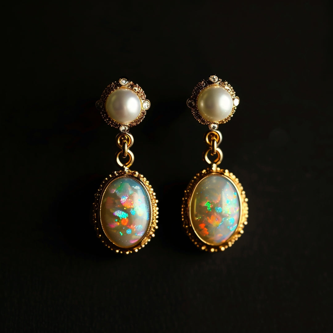 Opal Golden Earrings