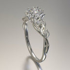 White Crystal Rose Silver Ring
