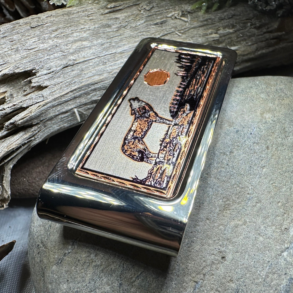 Howling Wolf Copper Money Clip