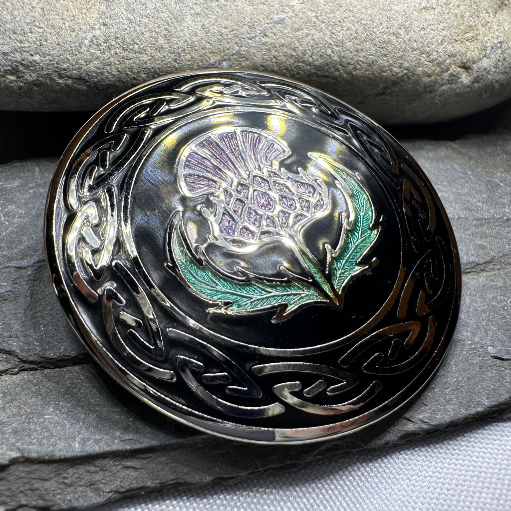 Thistle Enamel Brooch