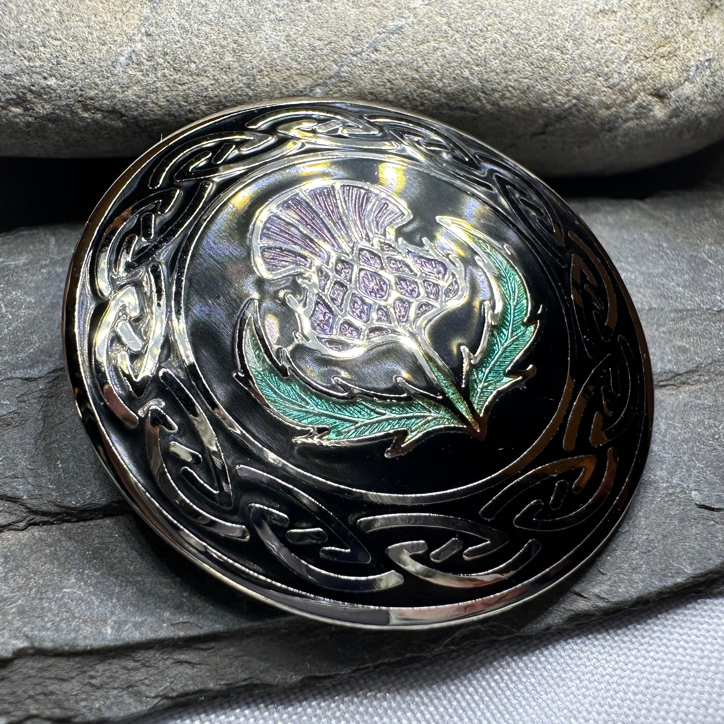 Thistle Enamel Brooch