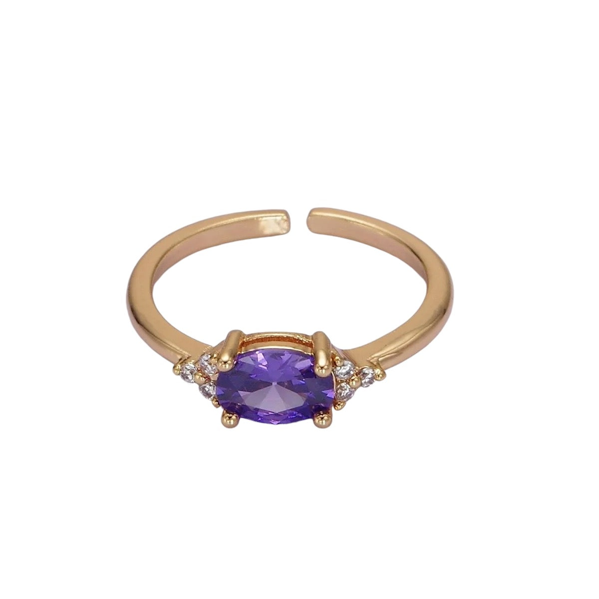 Adjustable Solitaire Birthstone Ring