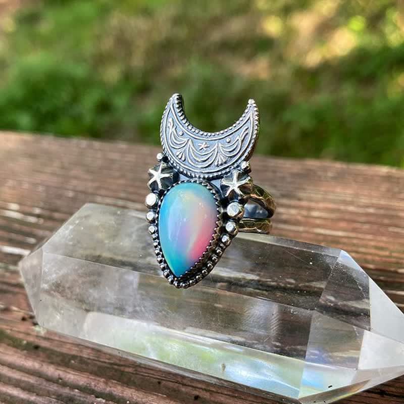 Olivenorma Vintage Moonstone Water Drop And Moon Necklace