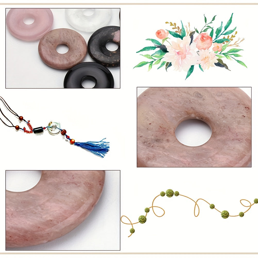 10pcs Natural Stone Donut Pendants for Jewelry Making